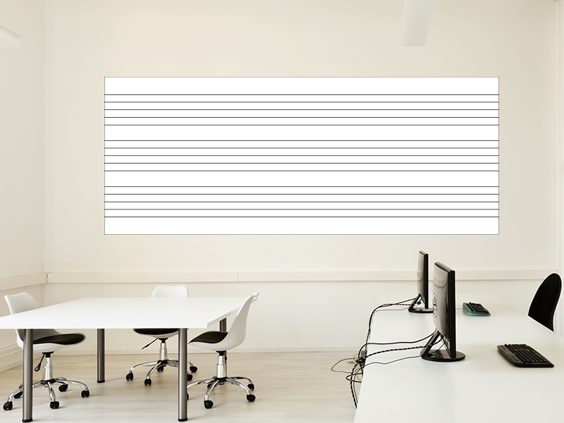 Whiteboardfolie Lineatur Notenlinien | selbstklebend | magnetisch | 100x40cm | weiß 